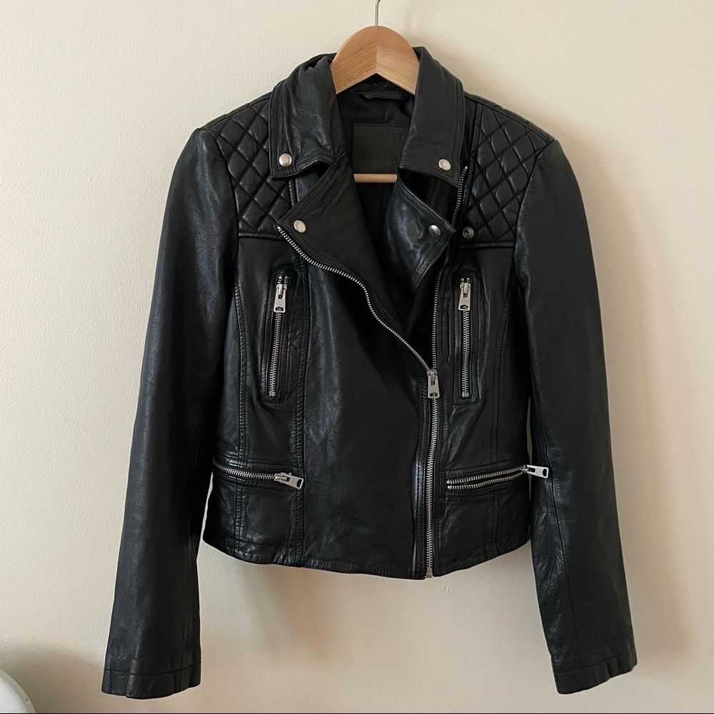 All Saints quilted leather jacket